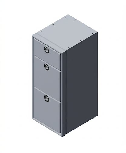15" Three Drawer Base Cabinet: 15" Length x 18" Deep x 36" Height