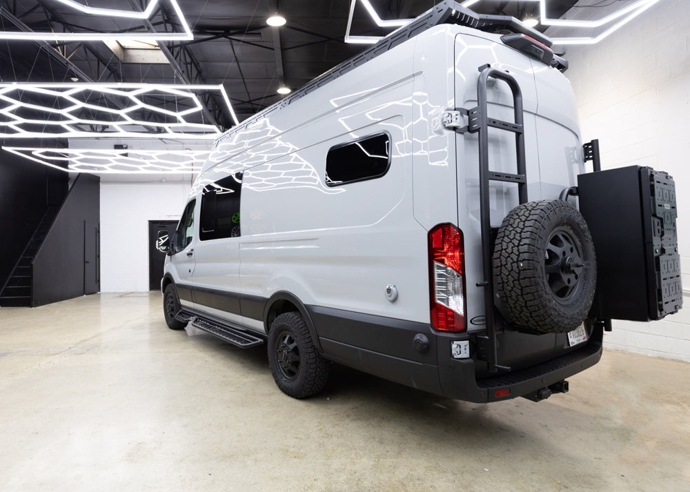 2025 Design Rover Vans Tire Carrier & Ladder Combo for Ford Transit