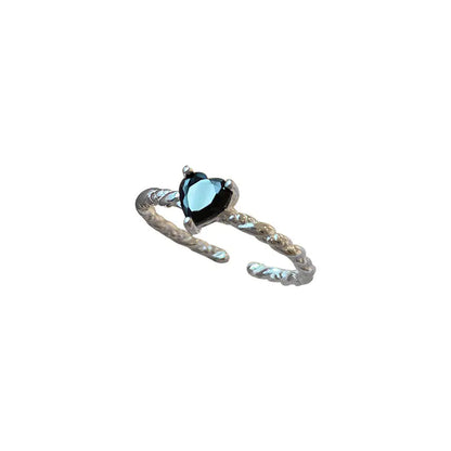 S925 Sterling Silver Black Zirconia Love Twist Ring The Build-Out Shop