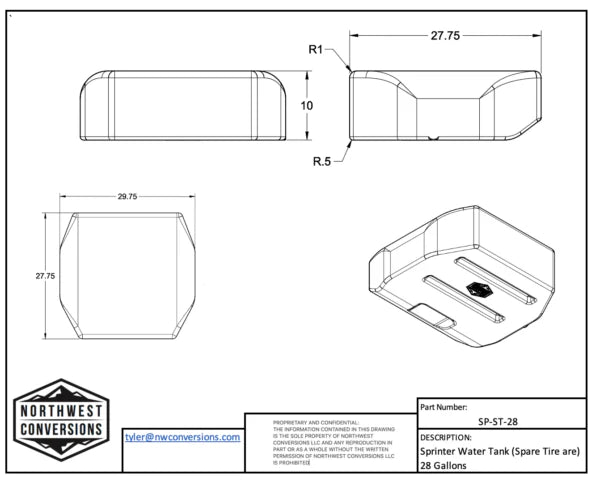 NW Conversions 28 Gallon Spare Tire Water Tank (SP-ST-28) GoCode