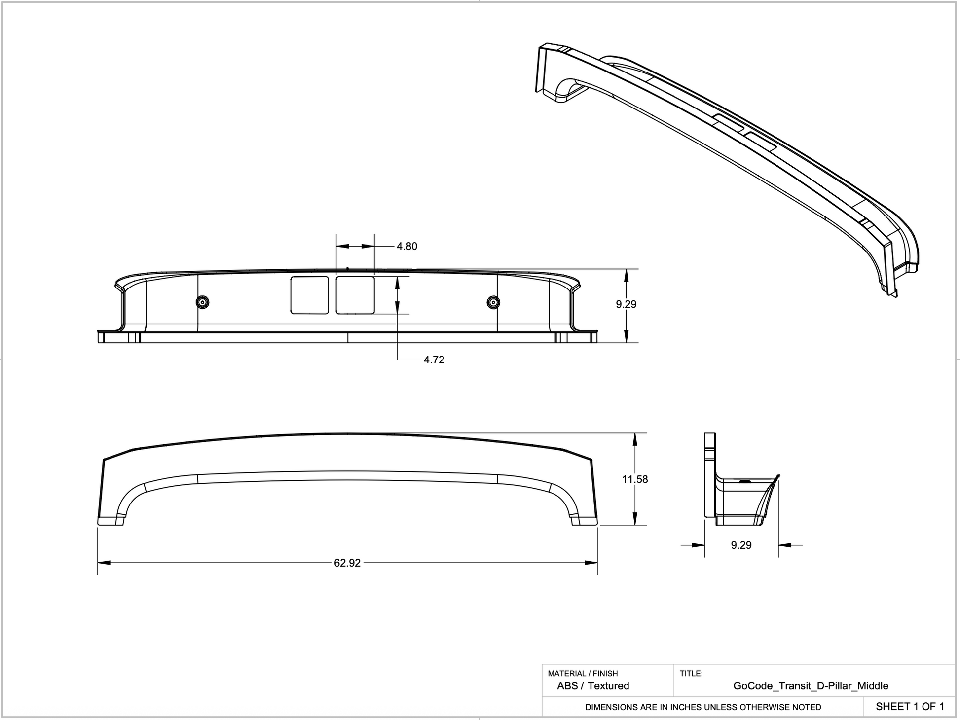 Ford Transit D Pillar Trim Kit GoCode