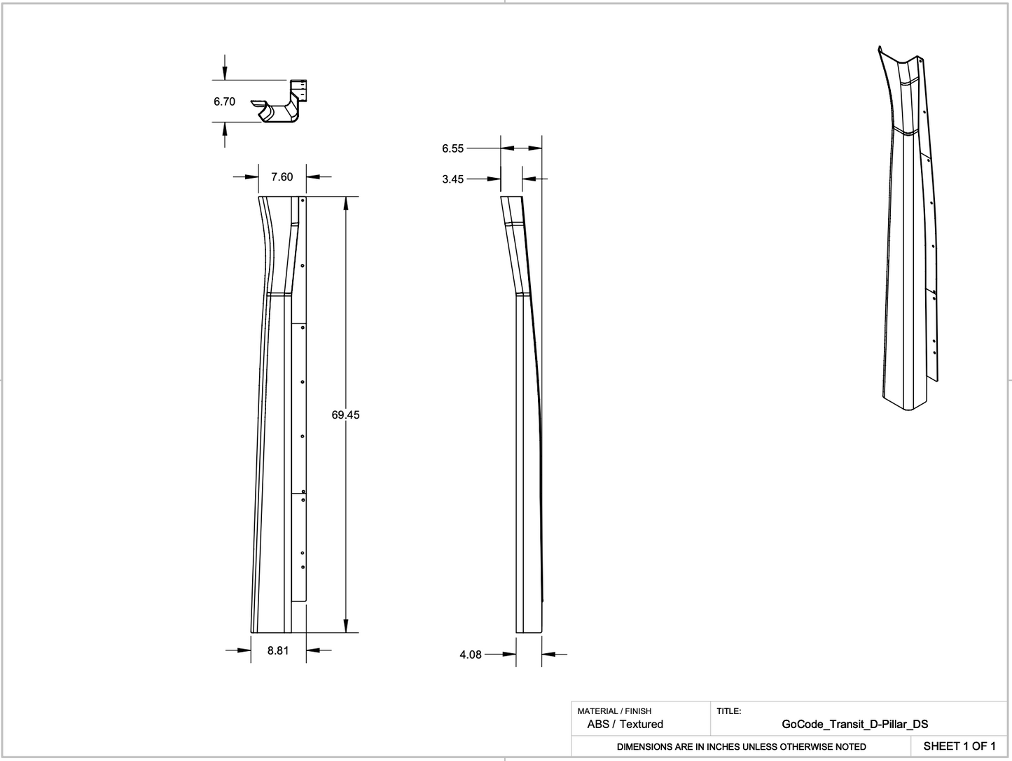 Ford Transit D Pillar Trim Kit GoCode