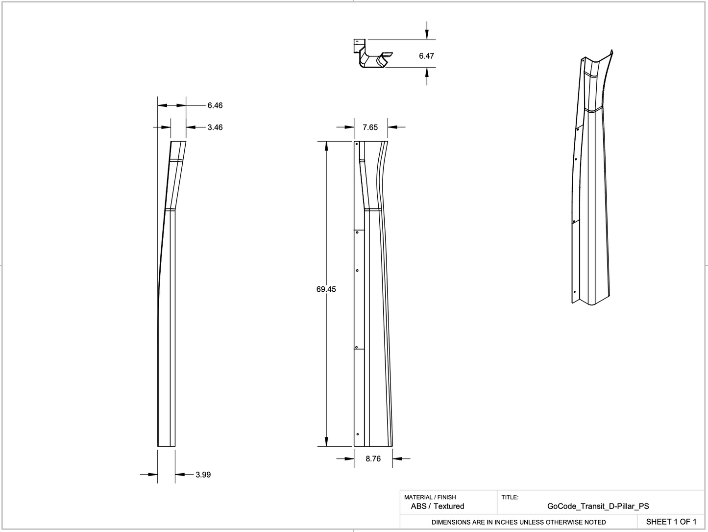 Ford Transit D Pillar Trim Kit GoCode