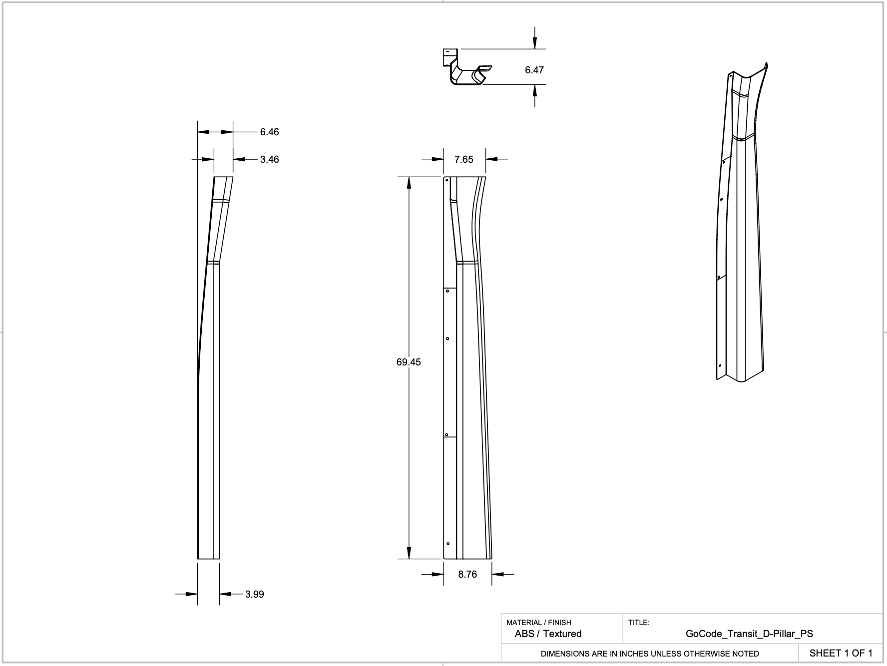 Ford Transit D Pillar Trim Kit GoCode