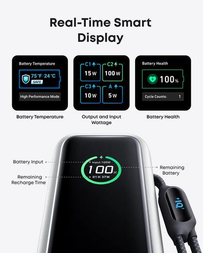 Anker Laptop Power Bank (25K, 165W, Built-In and Retractable Cables)