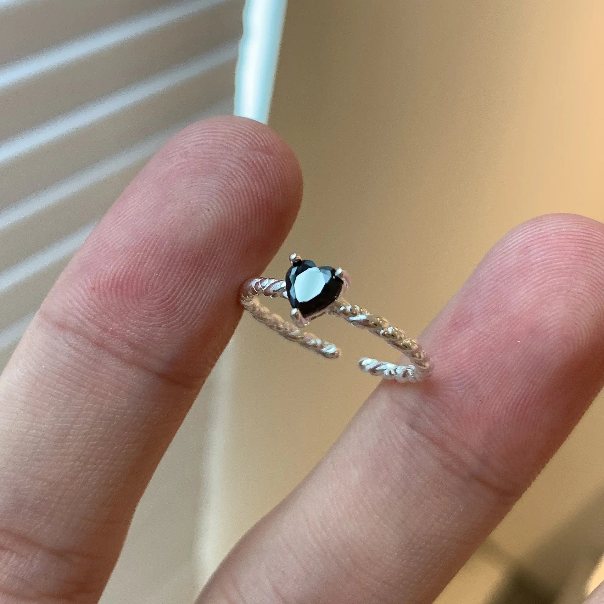 S925 Sterling Silver Black Zirconia Love Twist Ring The Build-Out Shop
