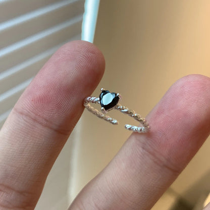 S925 Sterling Silver Black Zirconia Love Twist Ring The Build-Out Shop