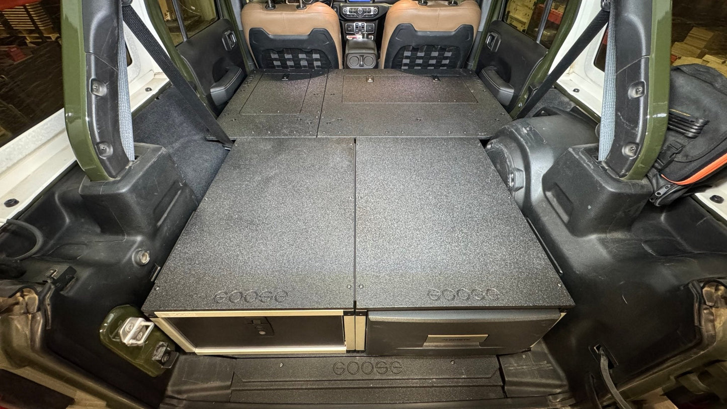 Jeep Wrangler 2018-2023 JLU 4 Door - Second Row Seat Delete Plate System - 8" or 10" Module Based