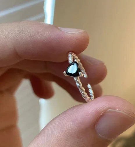 S925 Sterling Silver Black Zirconia Love Twist Ring The Build-Out Shop