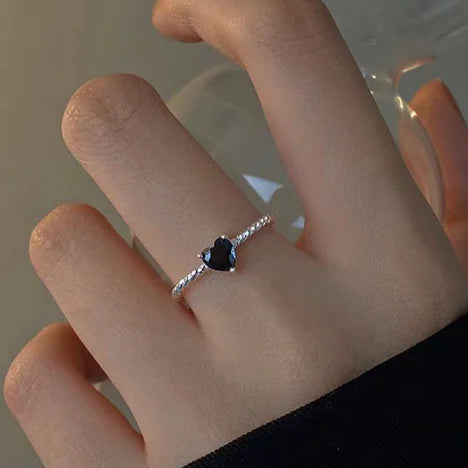 S925 Sterling Silver Black Zirconia Love Twist Ring The Build-Out Shop