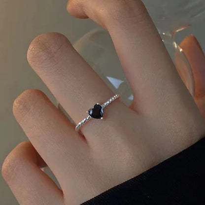 S925 Sterling Silver Black Zirconia Love Twist Ring The Build-Out Shop